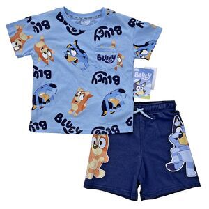 Bluey Bingo Two Piece Set Short Sleeve Shirt and Shorts Clear Sky Size 4T NWT